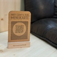 Tischaufsteller Holz QR Code Restaurant