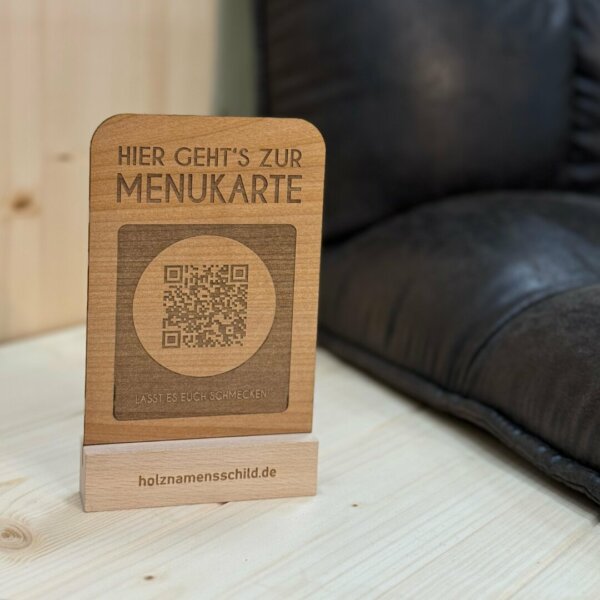 Tischaufsteller Holz QR Code Restaurant