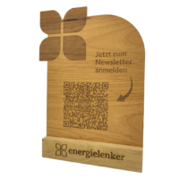 Holzdisplay Newsletter Tischaufsteller